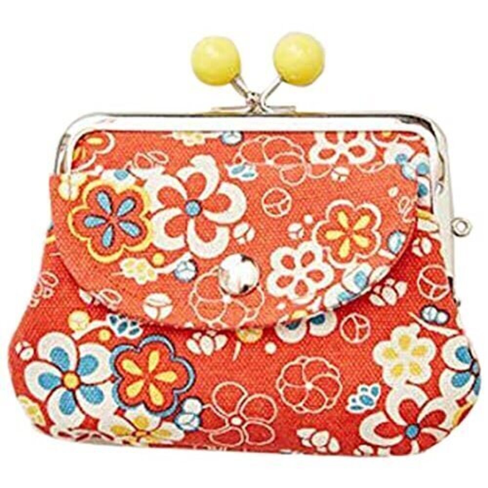 6658 [ Kaya] Waka Gamaguchi - Purse With Clasp/Japanese Flower Design